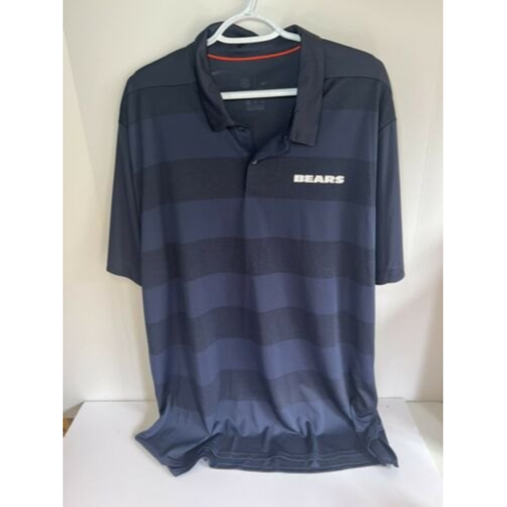 ONFIELD Apparel Chicago Bears NFL Blue Striped Polo Short Sleeve Shirt Men XXL
